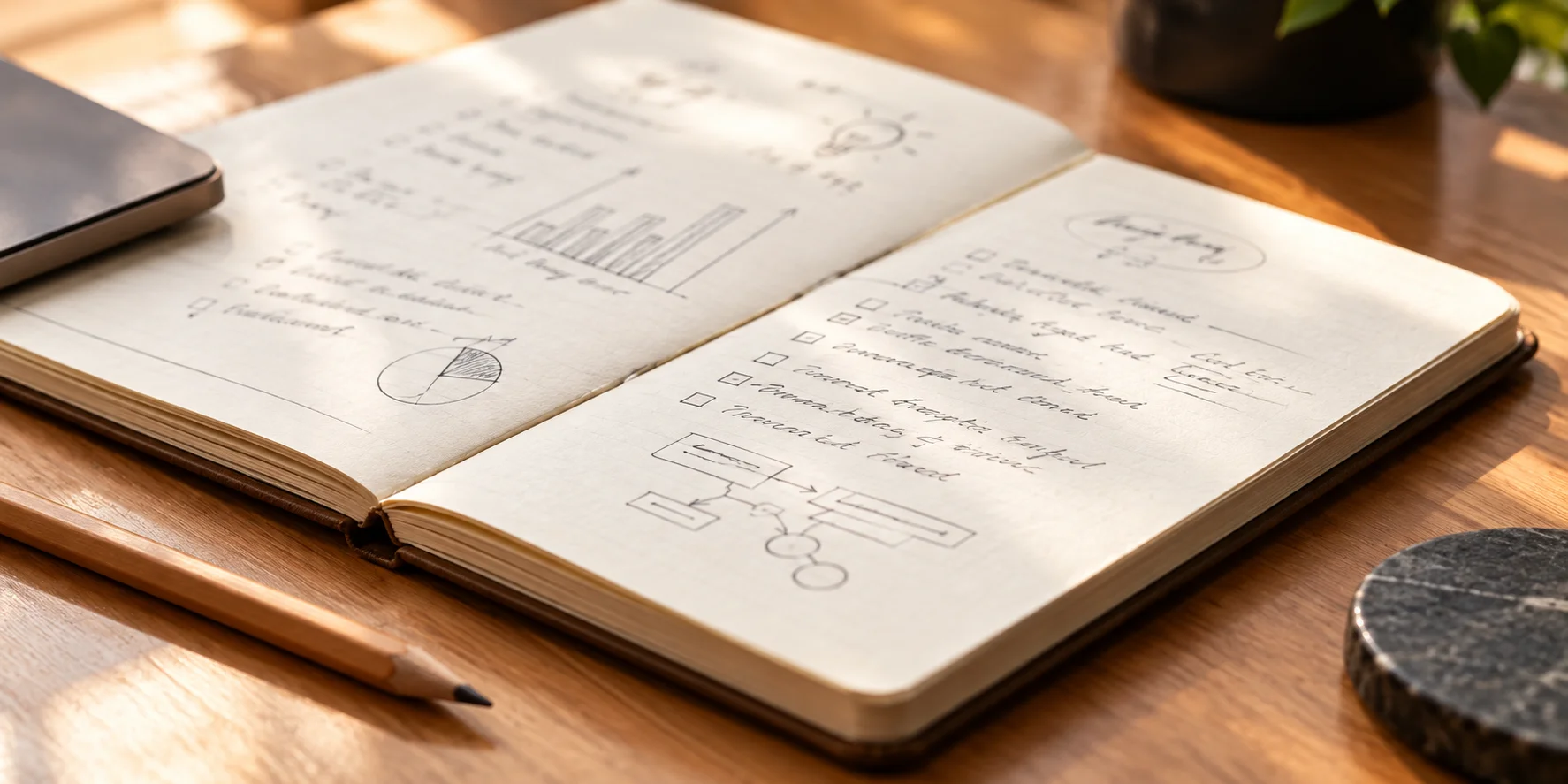 Warm Sunlit Notebook Workspace